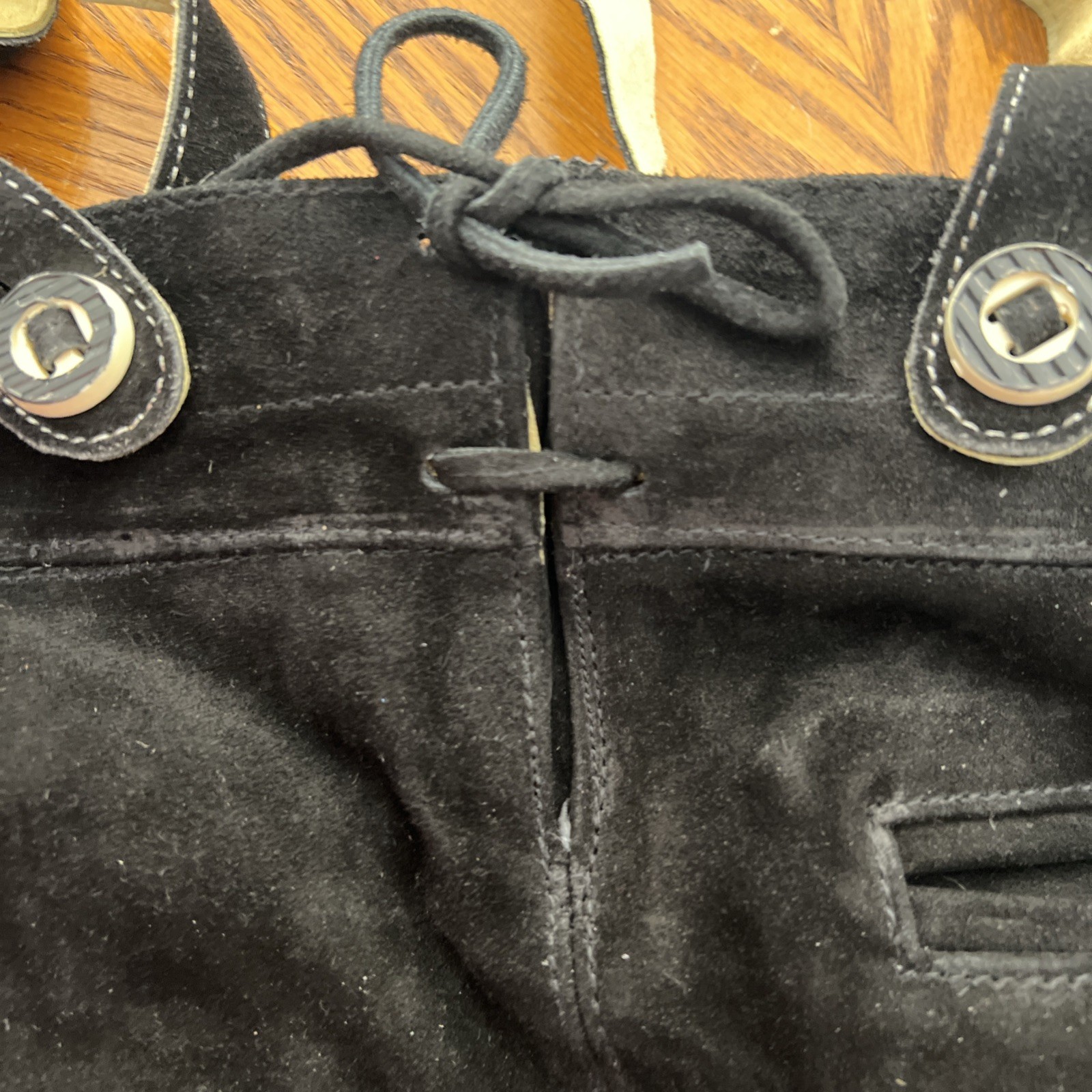 Men’s Genuine Leather Lederhosen Size 54 Black Bavarian Shorts And Suspenders