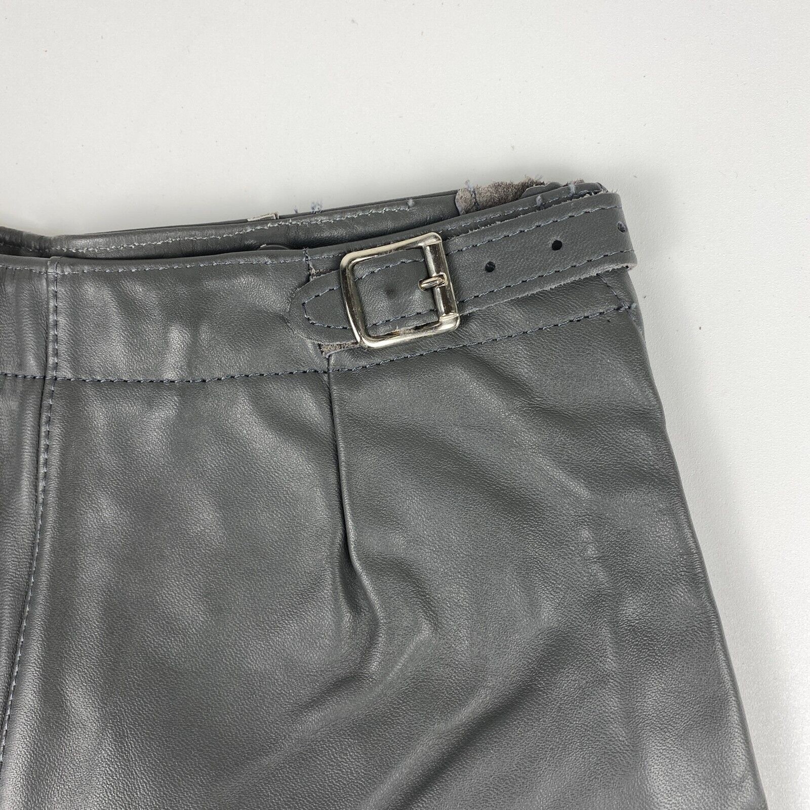 VTG 60s German Lederhosen Child Shorts Authentic Gray Leather Oktoberfest Heart