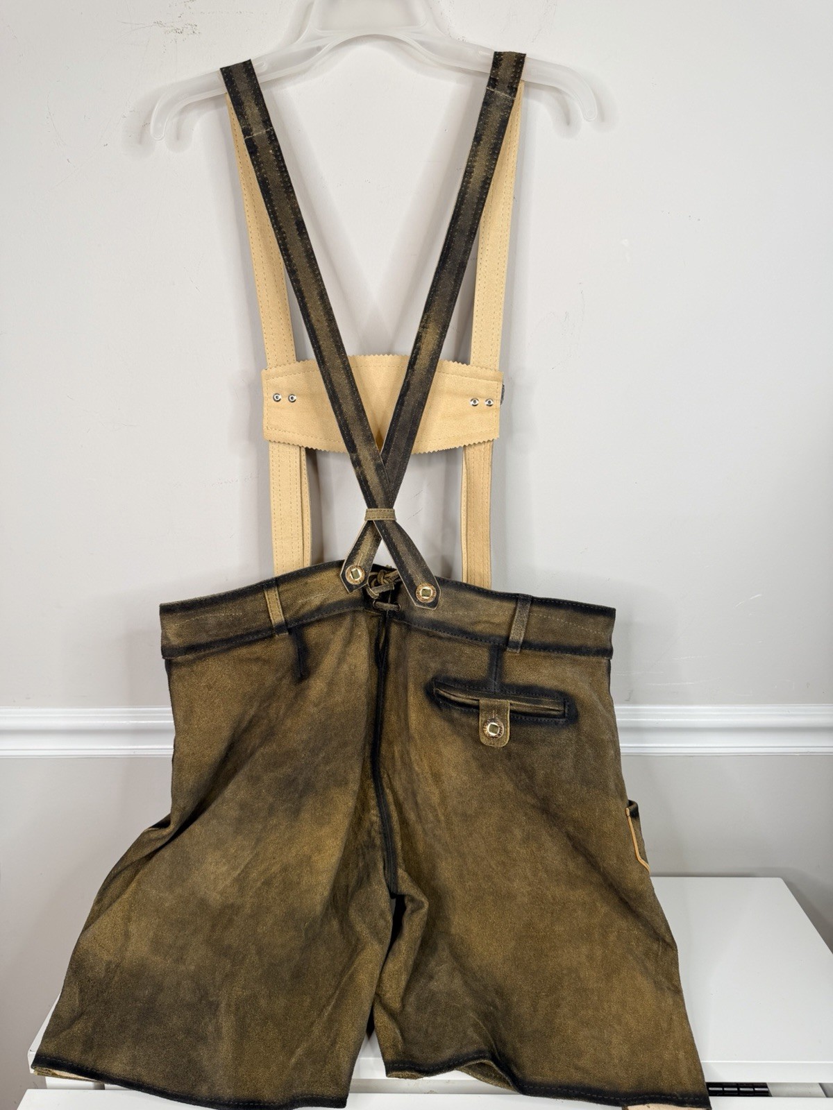 Bavaria Trachten Mens 42 Genuine Leather Light Brown Lederhosen Oktoberfest