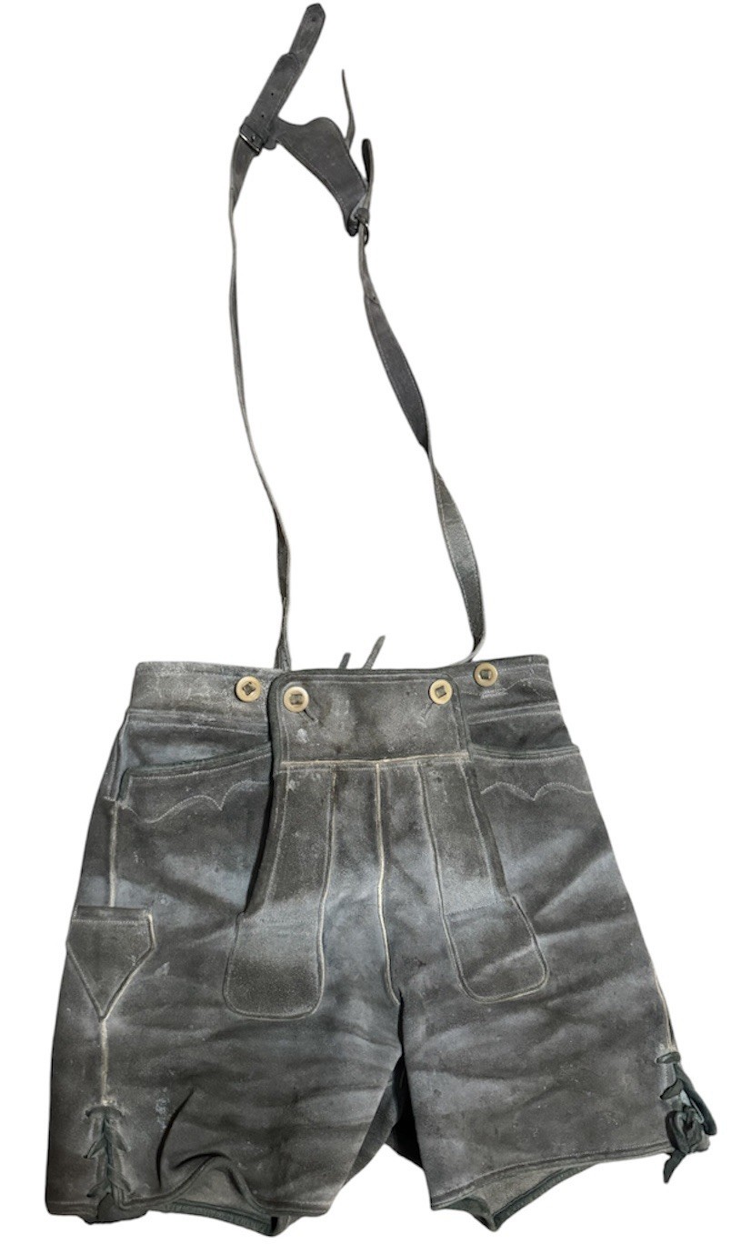 VTG Lederhosen Made Western Germany Suede Leather Shorts Suspenders Oktoberfest