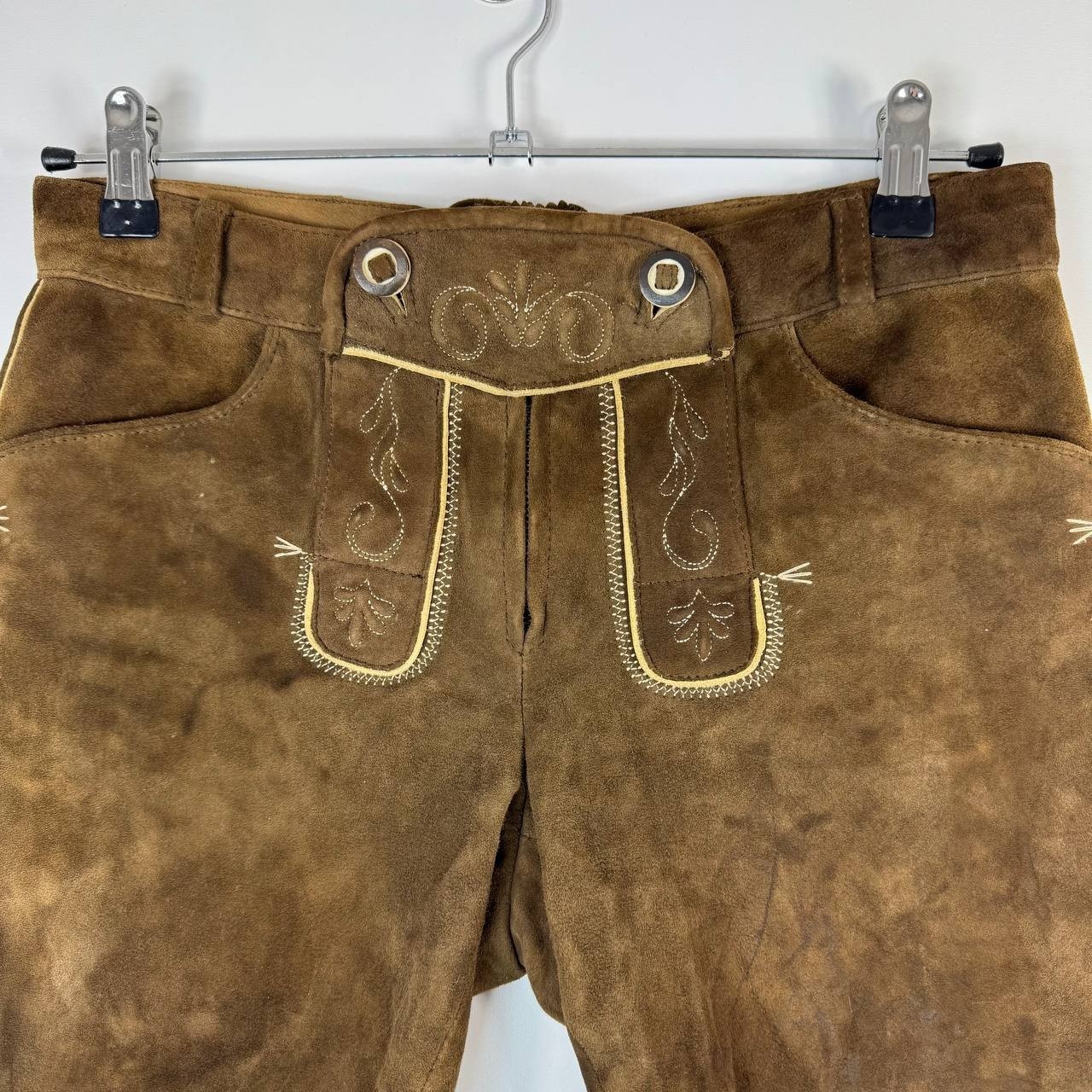 Spieth & Wensky Lederhosen Brown Suede Leather Oktoberfest Shorts Men Size 34