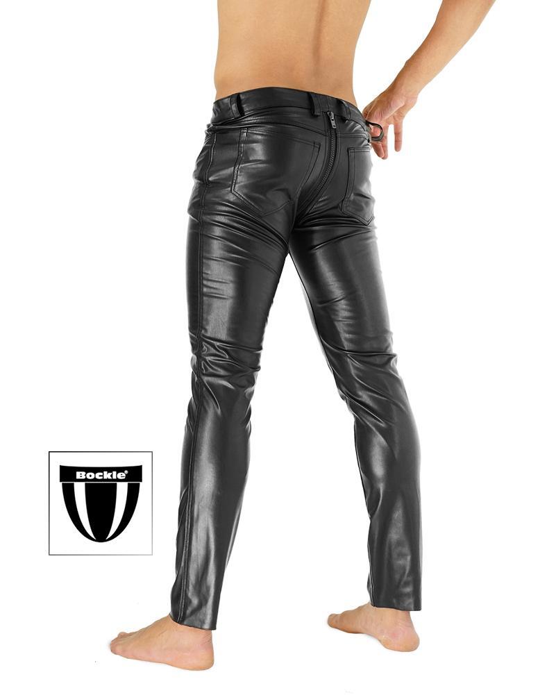 Bockle® PUSH- JOCK STRAP FAUX GAY-ZIP Kunstlederhose mit durchgehendem Zip