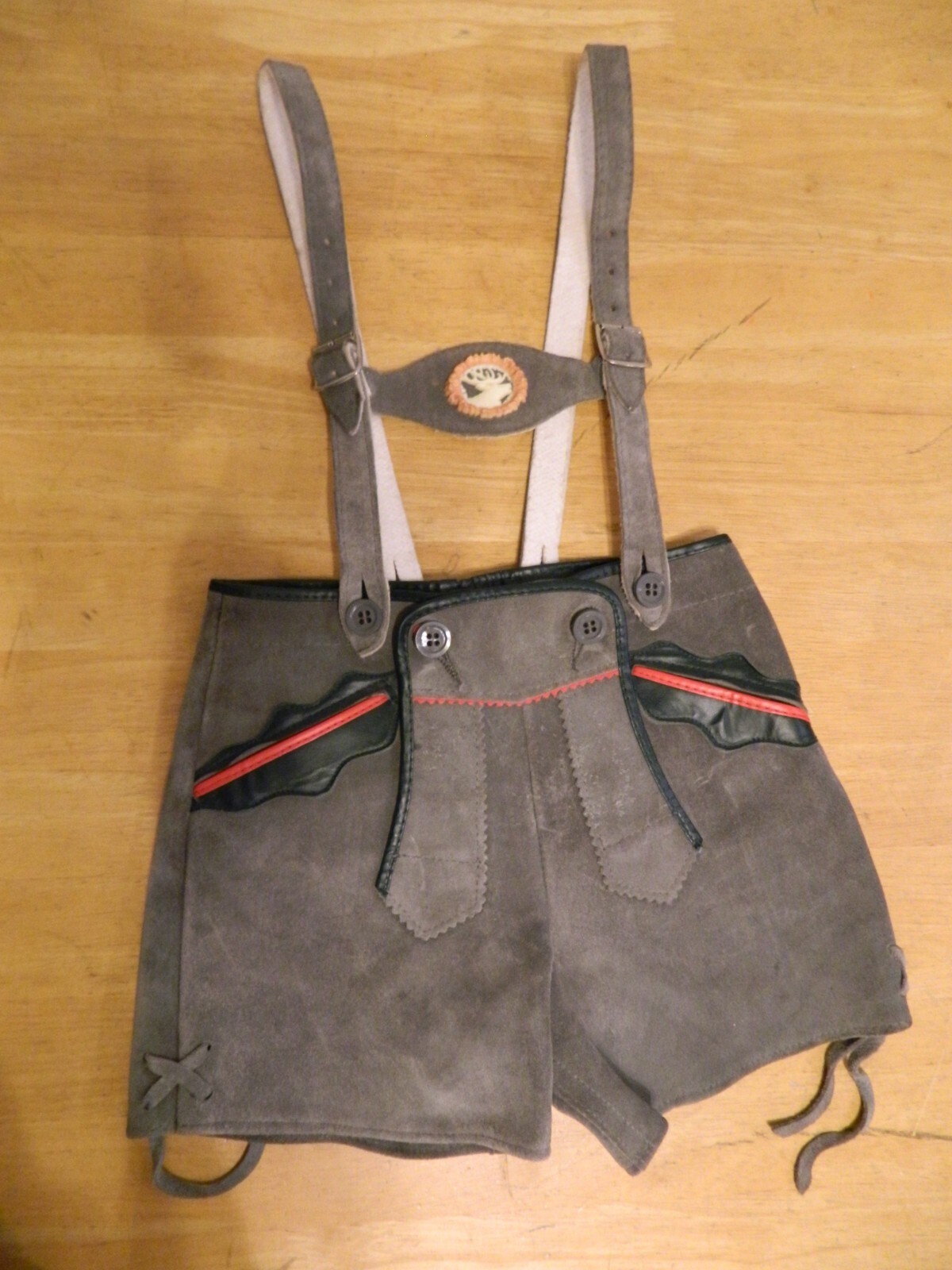 Lederhosen German Child Shorts Authentic Vintage Suede Leather Size 110 German