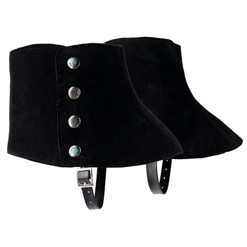 Men’s Gangster Spats 20s Leather Boot Covers for Men Snap Spats Medium Black