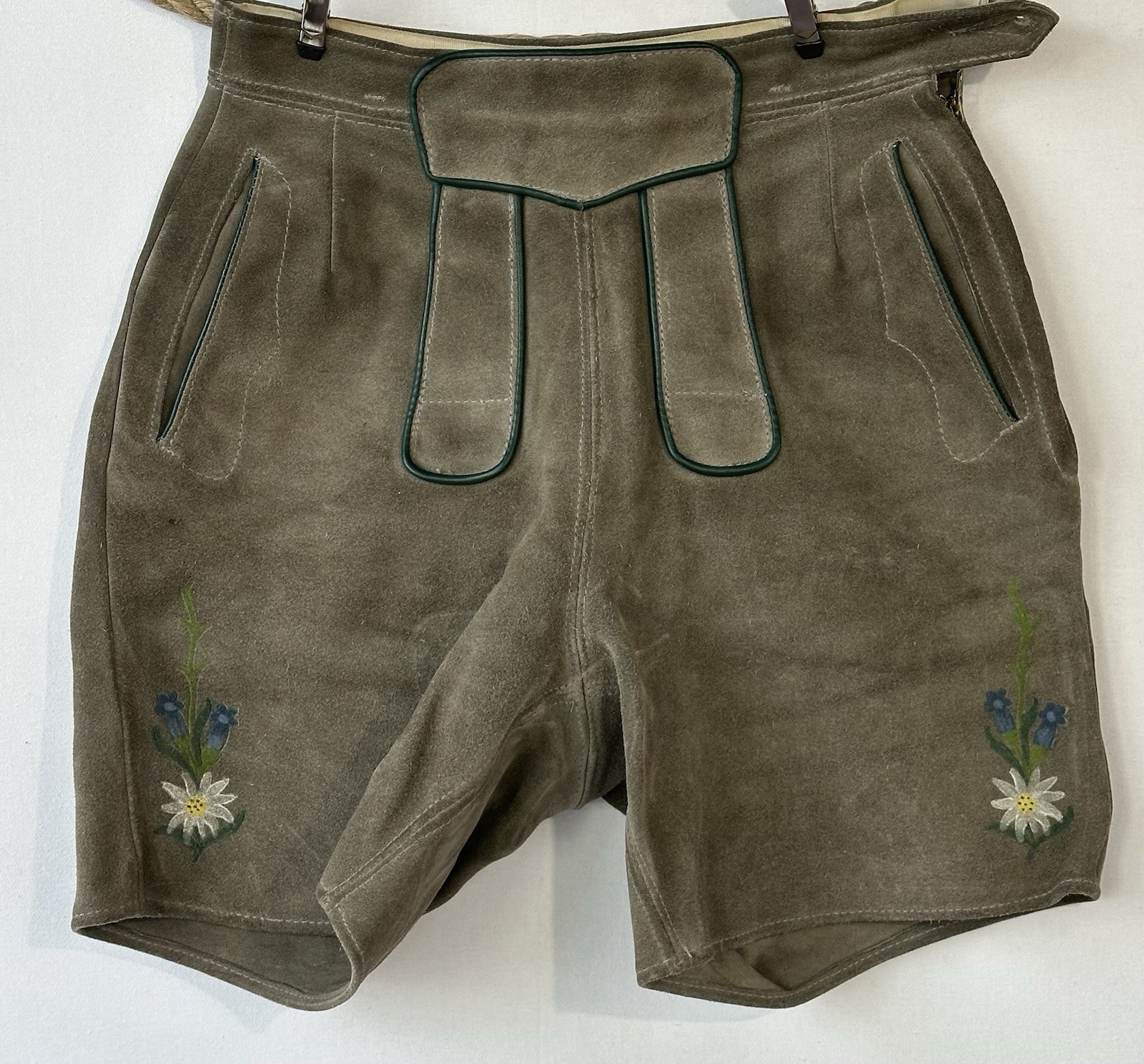 German Lederhosen Dungarees Shorts Boy’s Sz L 14 / 16 Handcrafted Leather