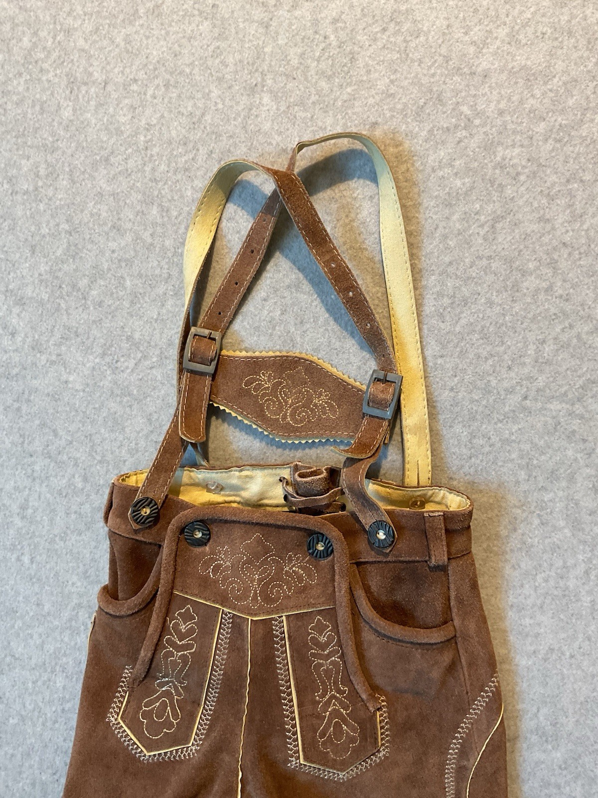 Traditional German Lederhosen Embroidered Suede Leather 92 12 Mo Tan Toddler