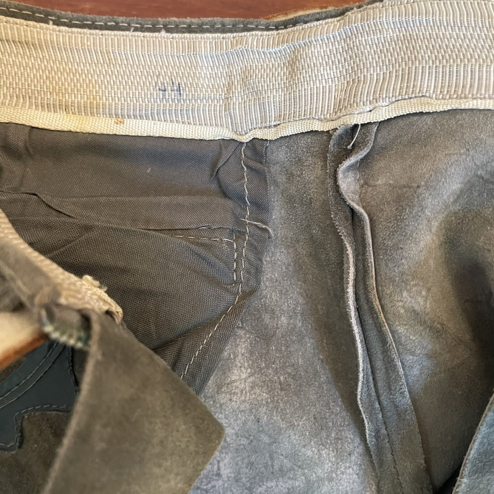 BERGFREUND Lederhosen Boys Mens 28 Olive Green Suede Trimmed in Leather Vintage