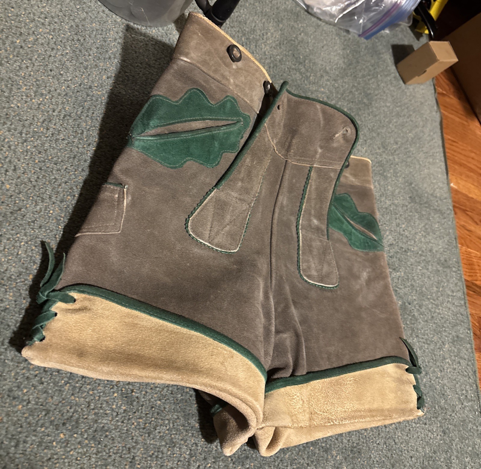Vintage Suede Leather Traditional German Lederhosen Shorts 60s 70s