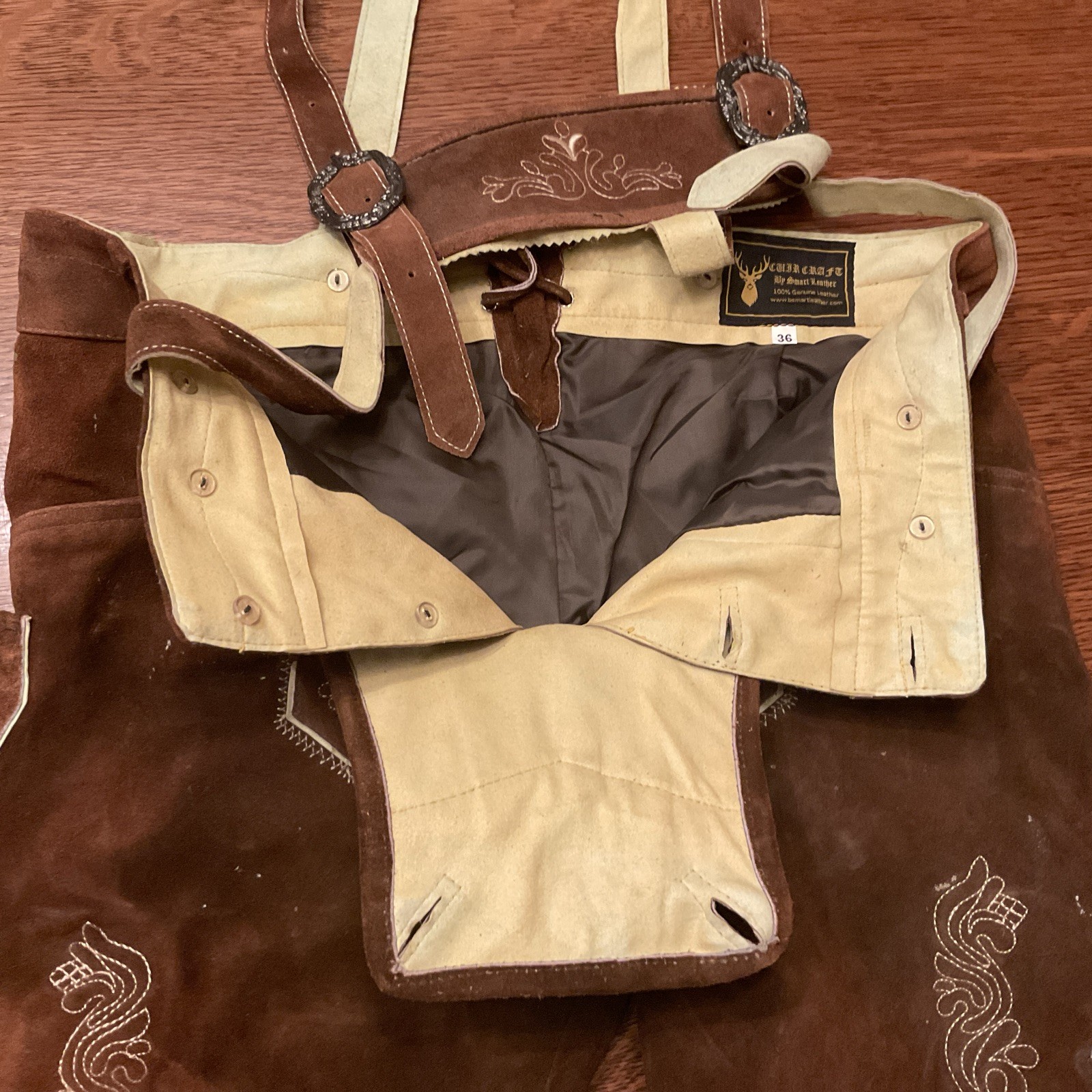 Leather Suspendered Shorts Vintage German Bavarian BY SMART LEATHER