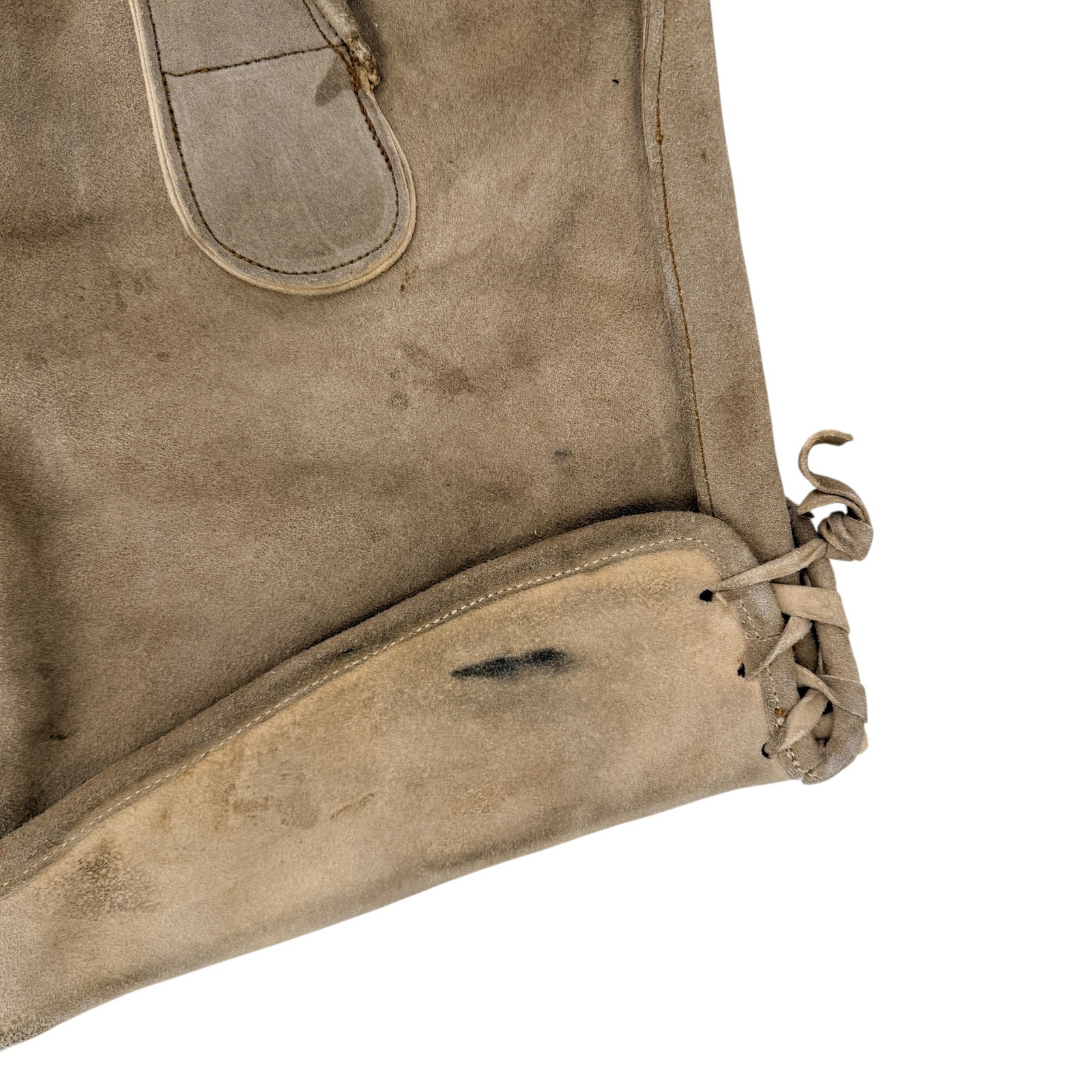 Vintage Suede Leather Lederhosen Shorts Suspenders Bavarian Sz 26″ Waist