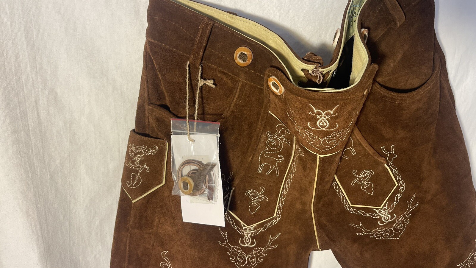Schoneberger NWT German Lederhosen Size US36 Brown Leather Suede Short Pants NEW