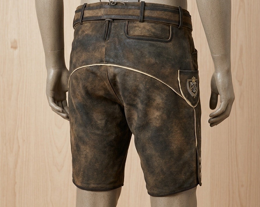 Men Lederhosen Shorts German Bavarian Leather Oktoberfest Costume