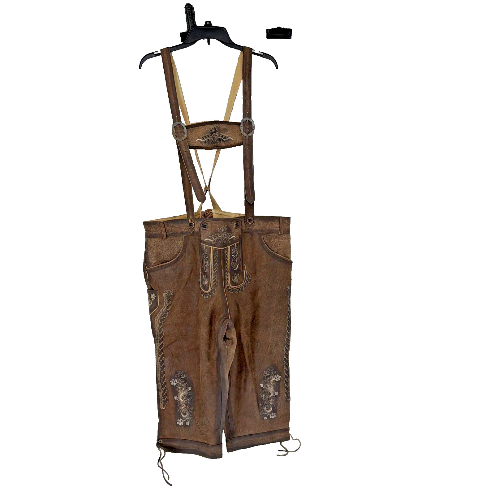 Mens Genuine Leather Lederhosen Suspenders German Oktoberfest Bavarian Size 60
