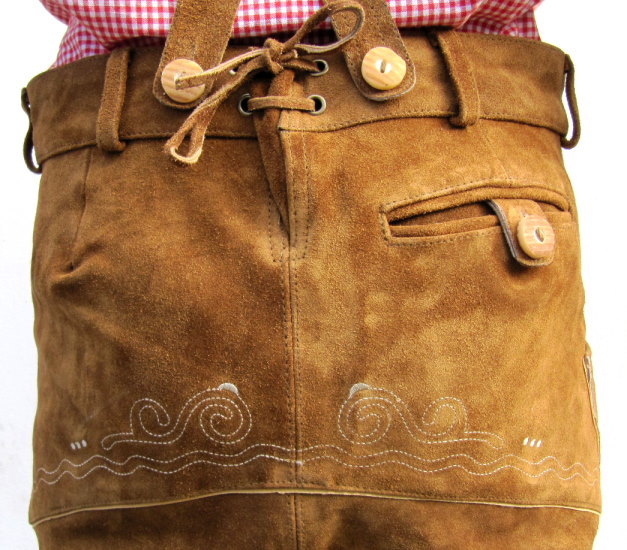 HIRSCHBERGER Trachten Lederhose Kniebund Gr. 46 – 72 Wildleder braun Camel