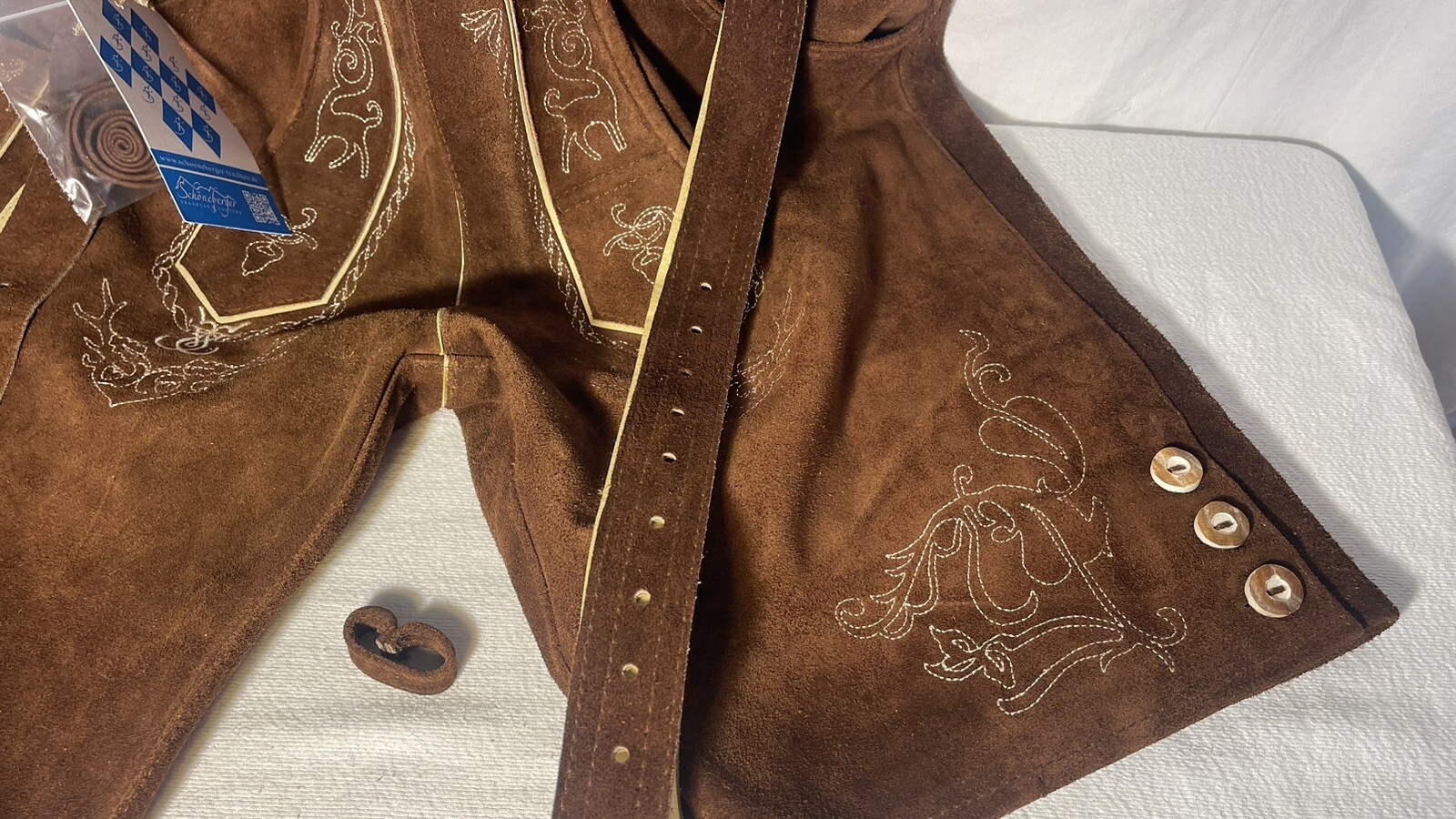 Schoneberger NWT German Lederhosen Size US36 Brown Leather Suede Short Pants NEW
