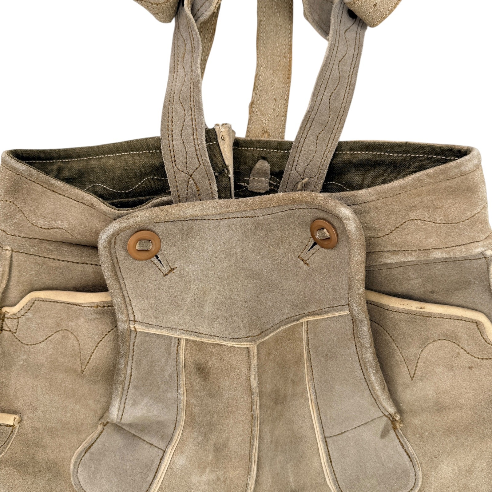 Vintage Suede Leather Lederhosen Shorts Suspenders Bavarian Sz 26″ Waist