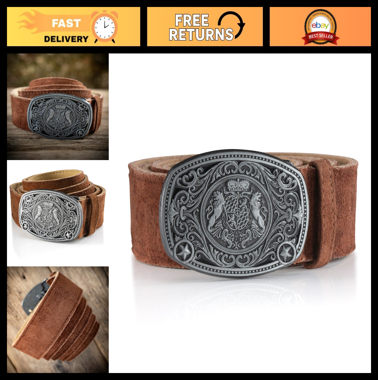 Traditional German Trachten Belt with Buckle for Lederhosen & Trousers – Oktober