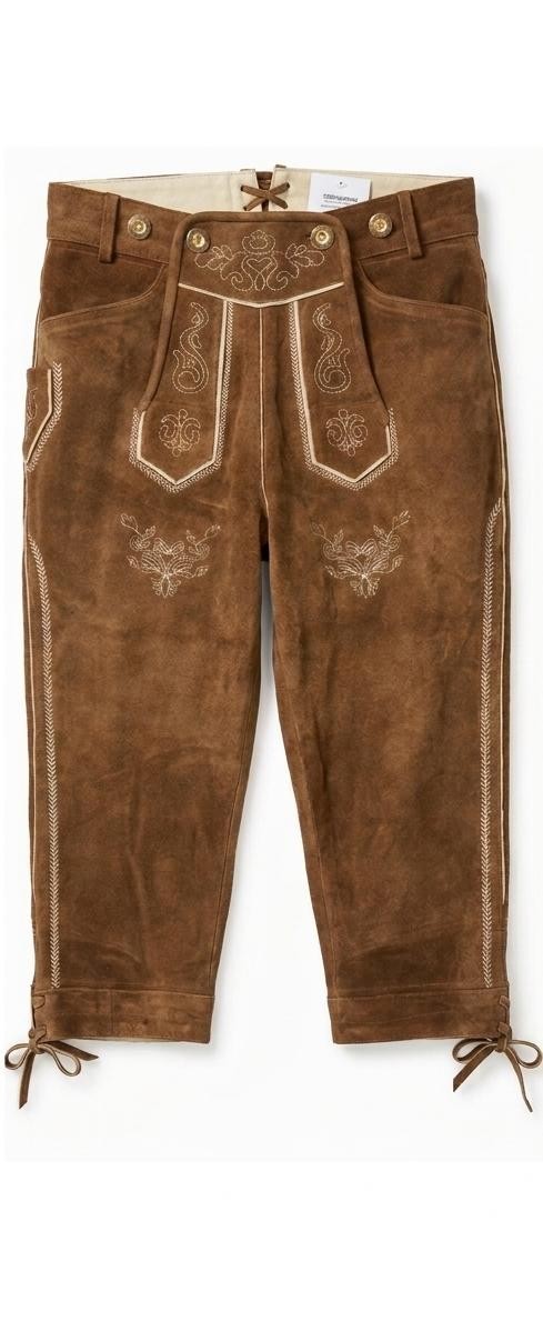 Noble House Men’s Traditional Leather Pants with Straps Suede Capri Light New