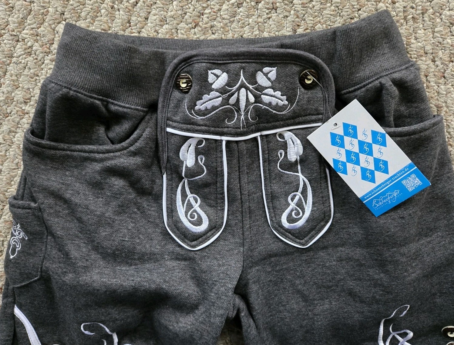 SCHONEBERGER Adam Lederhosen Sweatpant Shorts GRAY Size Small S NWT NEW