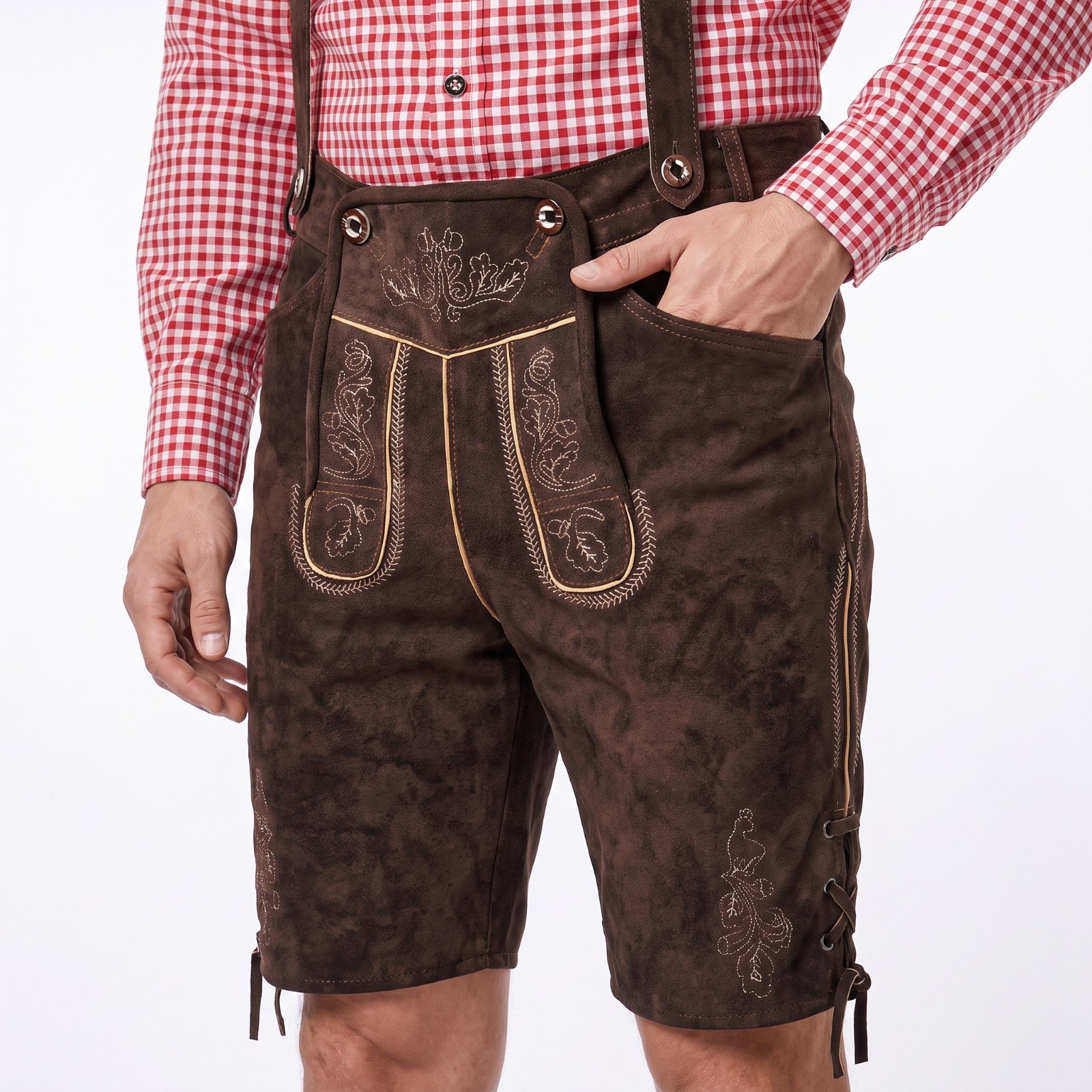 Authentic Lederhosen Oscar Oktoberfest Costume Men Leather Short German Outfit