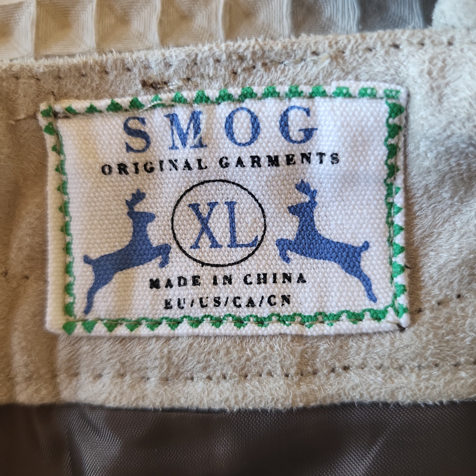 SMOG Men’s XL Brown Embroidered Lederhosen Bavarian Shorts Oktoberfest Munich