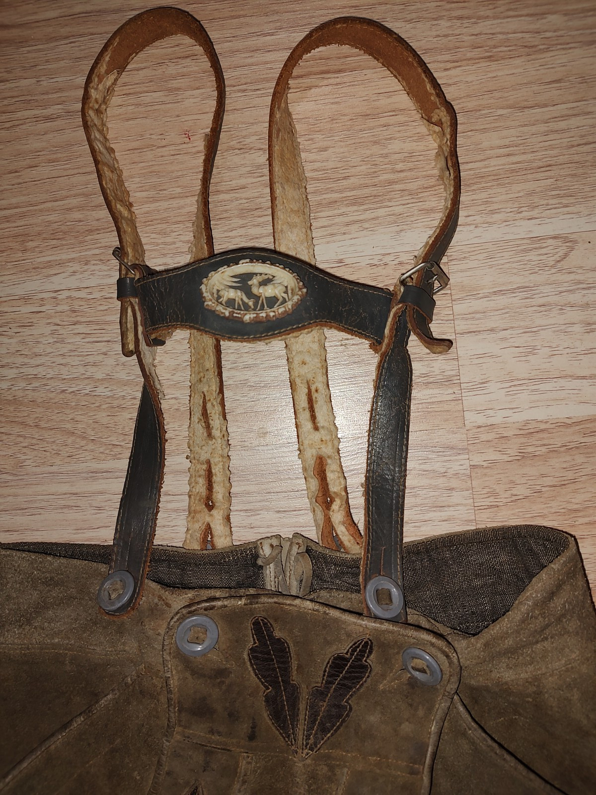 Vintage Authentic Suede Leather Bavarian Lederhosen Shorts Oktoberfest Boys