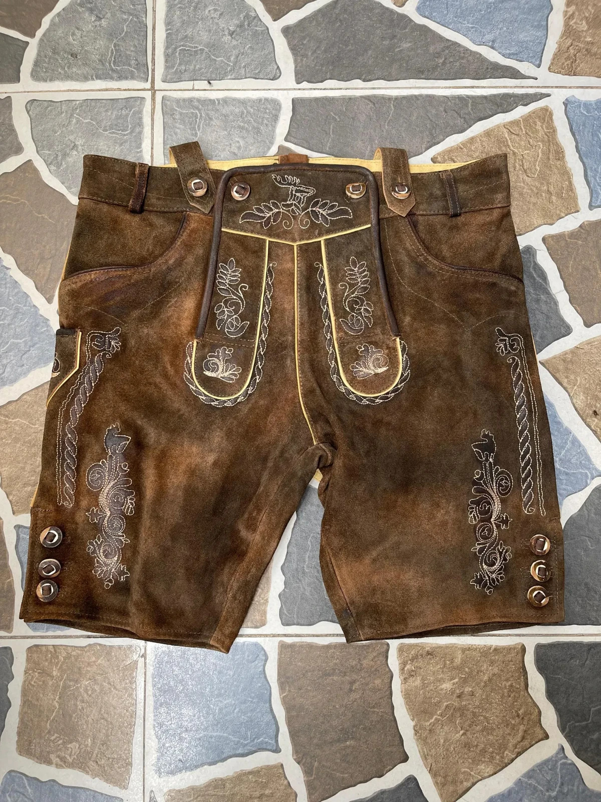 Authentic Bavarian Lederhosen Genuine German Oktoberfest Men’s Leather Trachten