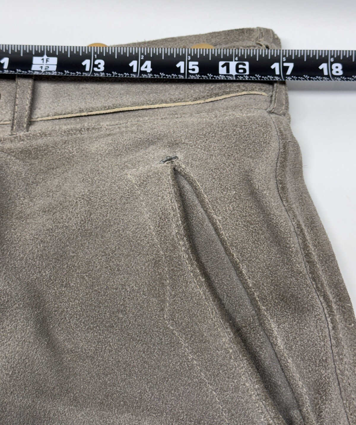Vtg Authentic Lederhosen Shorts Suede Leather Mens Marked 46 Gray Austria