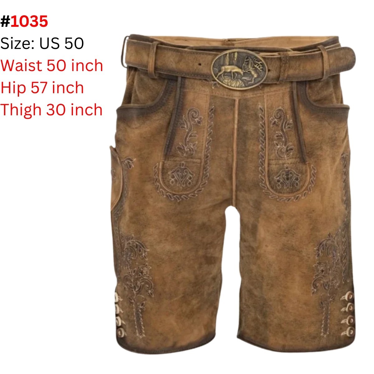 Genuine Leather German Lederhosen for Men Oktoberfest Outfit Short