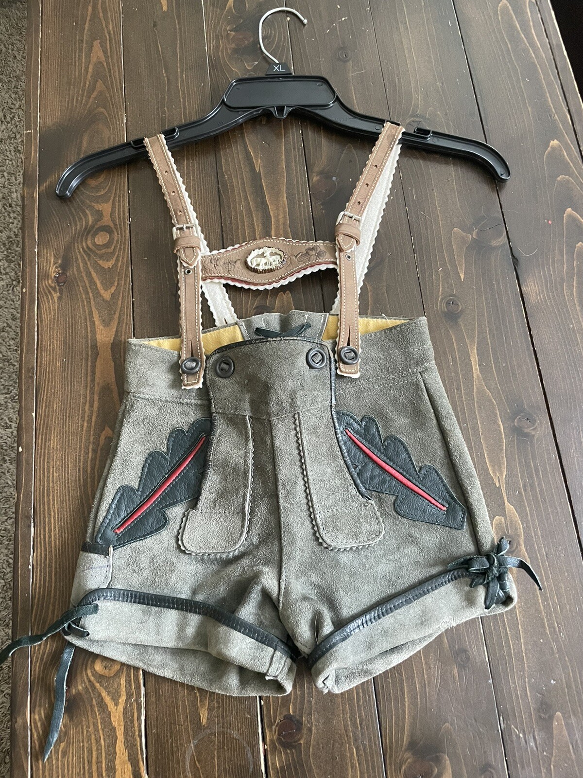 Lederhosen German Child Shorts Authentic Vintage Suede Leather Size 2 Oktoberfes