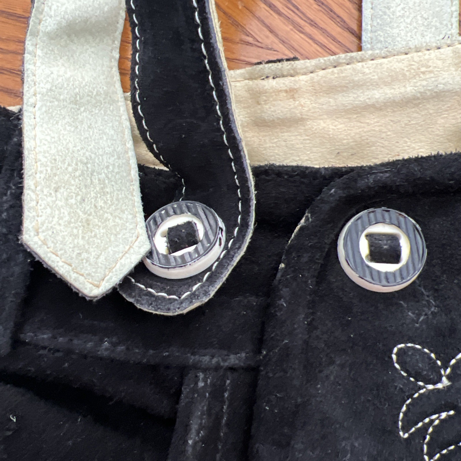 Men’s Genuine Leather Lederhosen Size 54 Black Bavarian Shorts And Suspenders