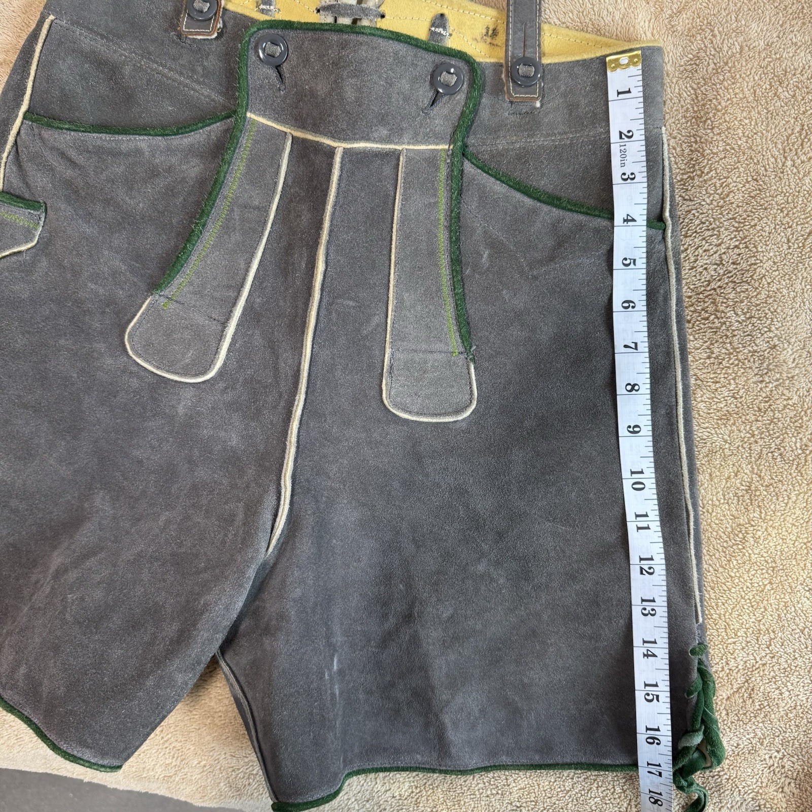 Vintage Lederhosen Suede Leather German Bavarian Genuine Youth Measure In Pics