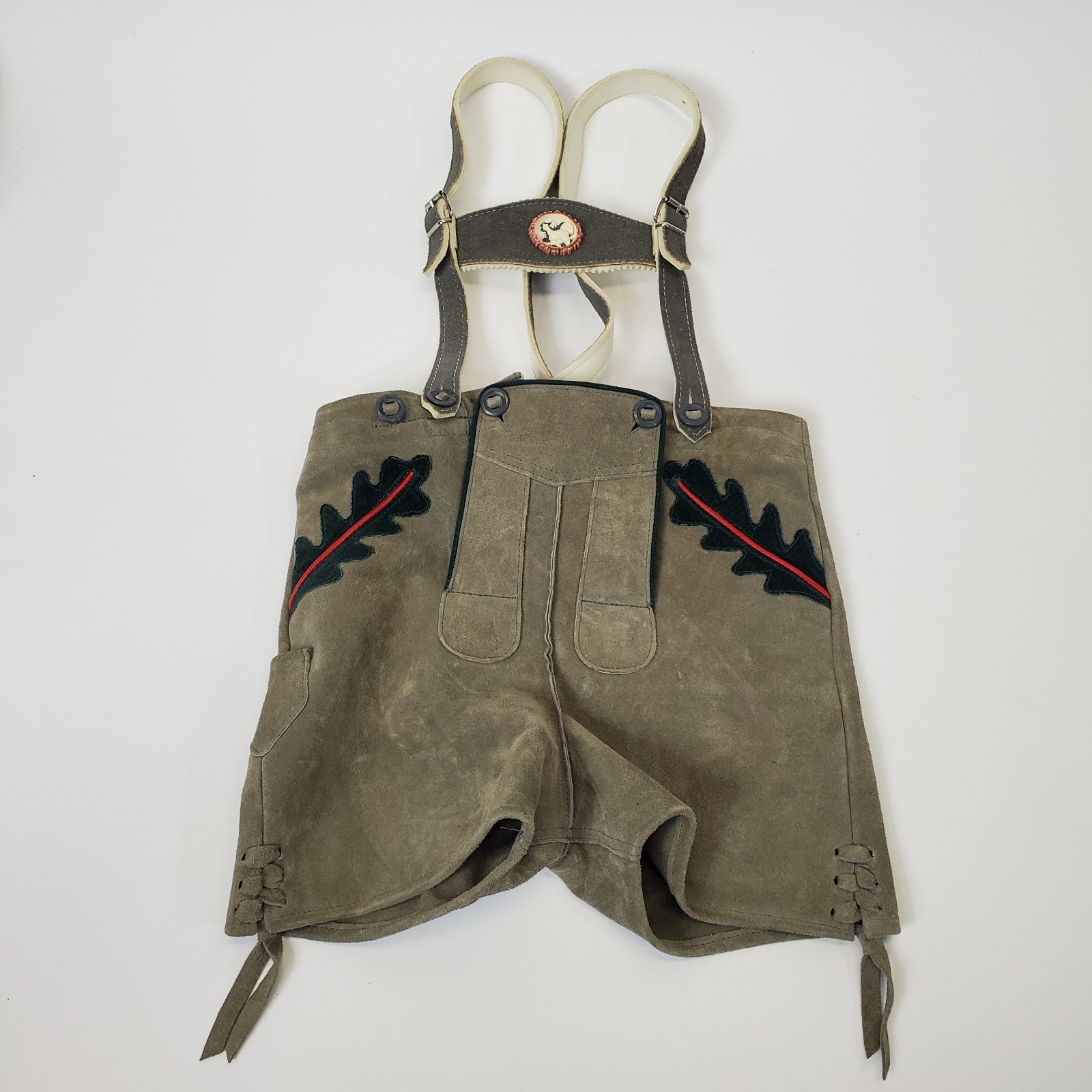 VTG German Lederhosen Child Suede Embroidered Tracht Oktoberfest 2T 4T