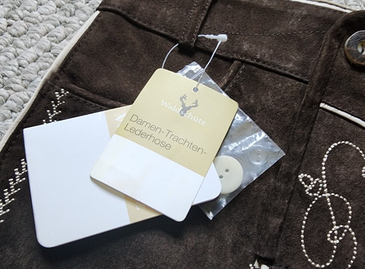 NWT Waldschutz Lederhosen Ladies Oktoberfest Chocolate Leather EU 38-M-US 10