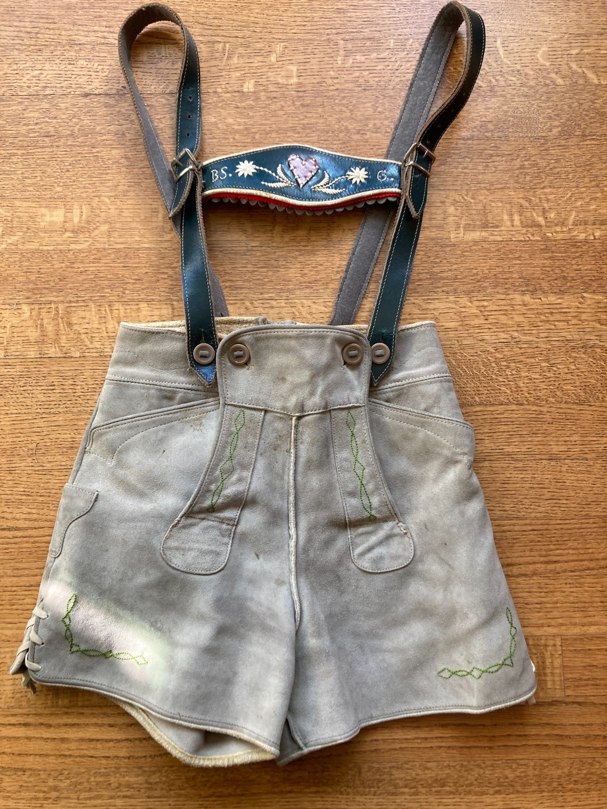 Lederhosen Boys size. Vintage Gray Leather