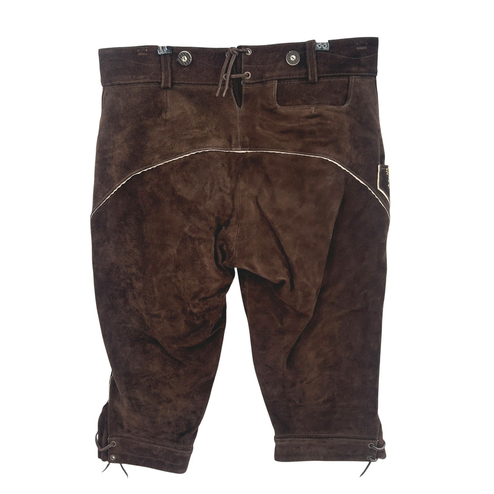 German Lederhosen 52 Brown Leather Embroidered Lions Oktoberfest Heritage 36-38