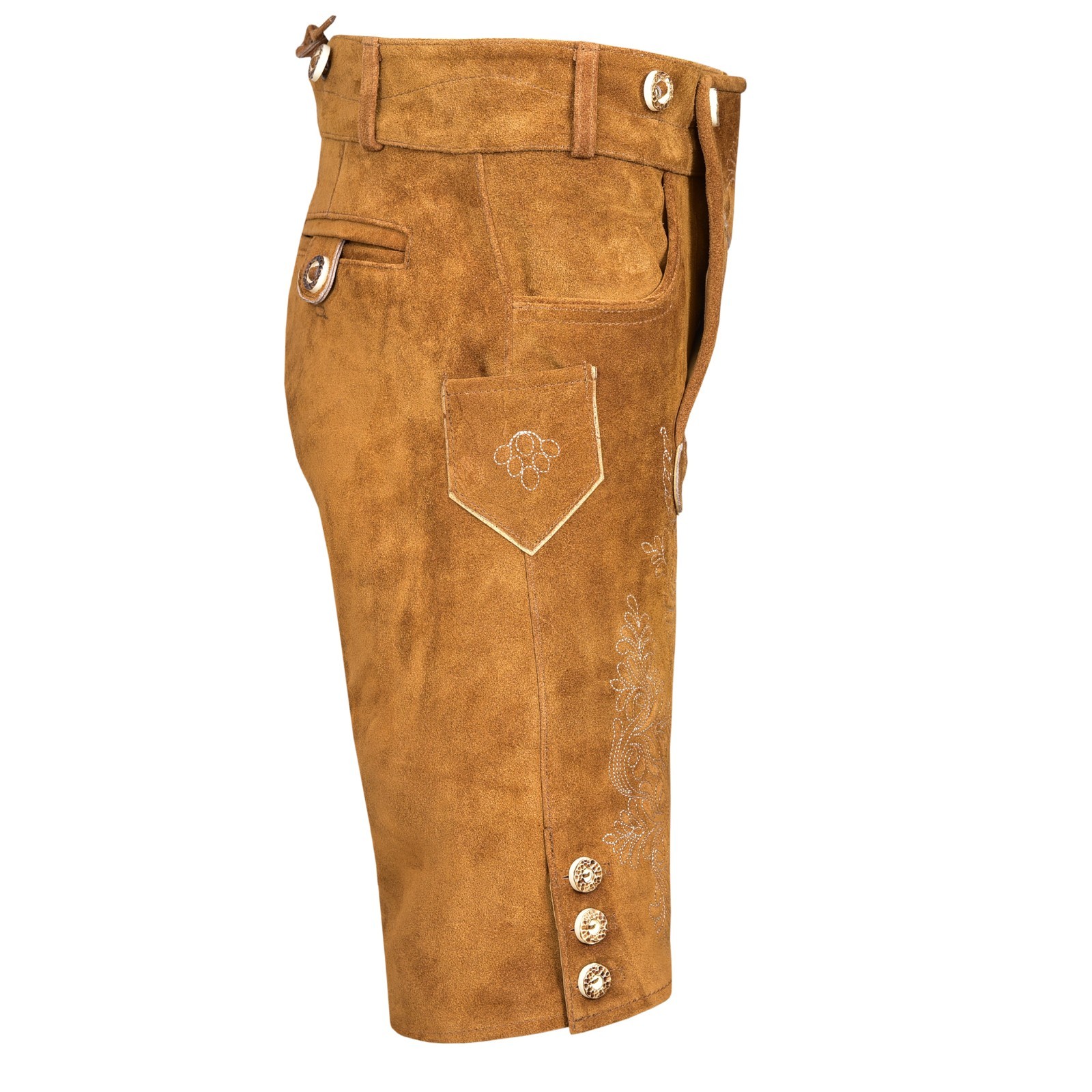 Men Traditional Leather Oktoberfest Lederhosen (Brown, Black, Gold, Med Brown)