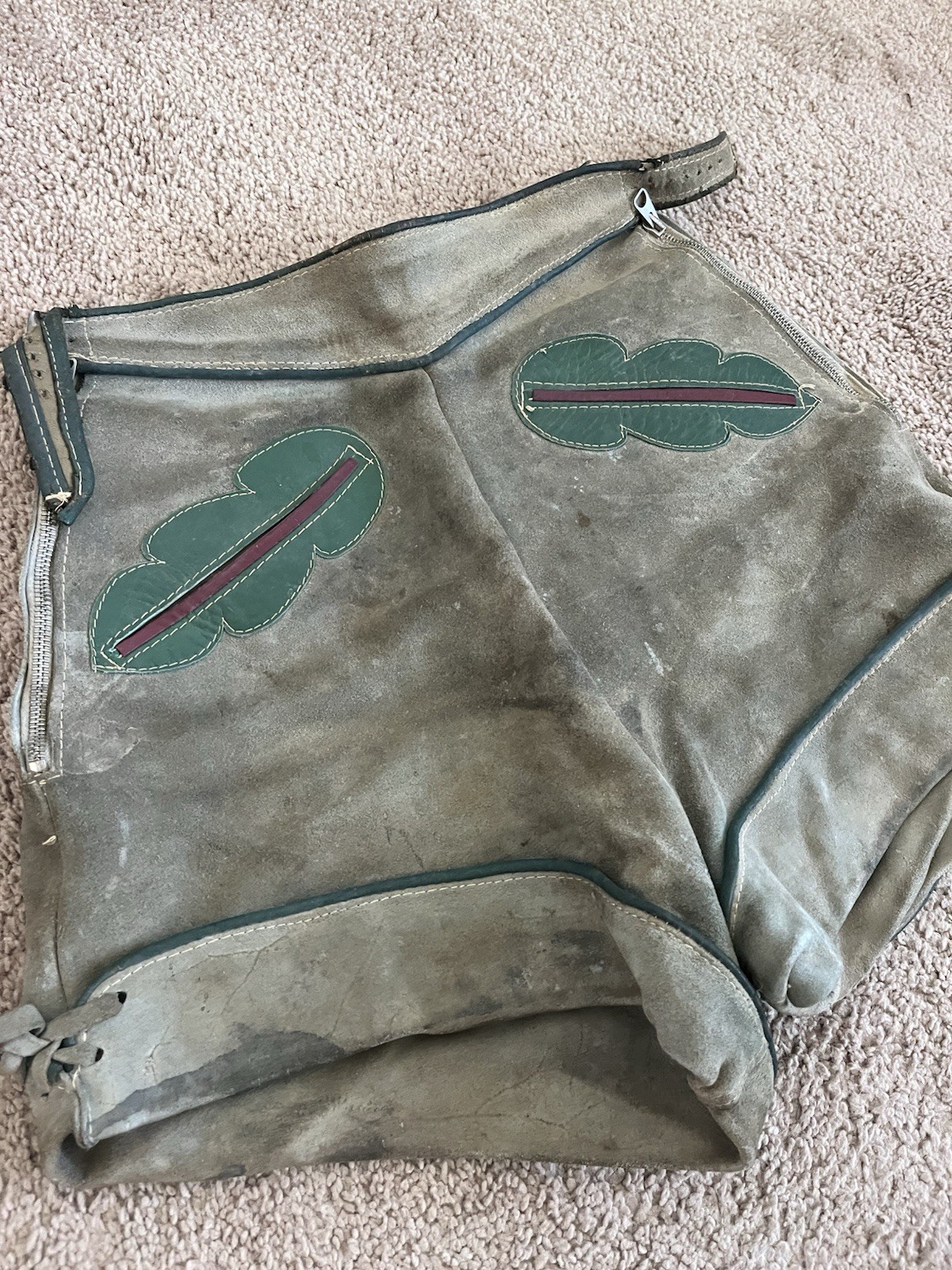 Vtg Lederhosen Shorts Womens 26 AuthenticGray Suede Leather Thick Heavy Handmade