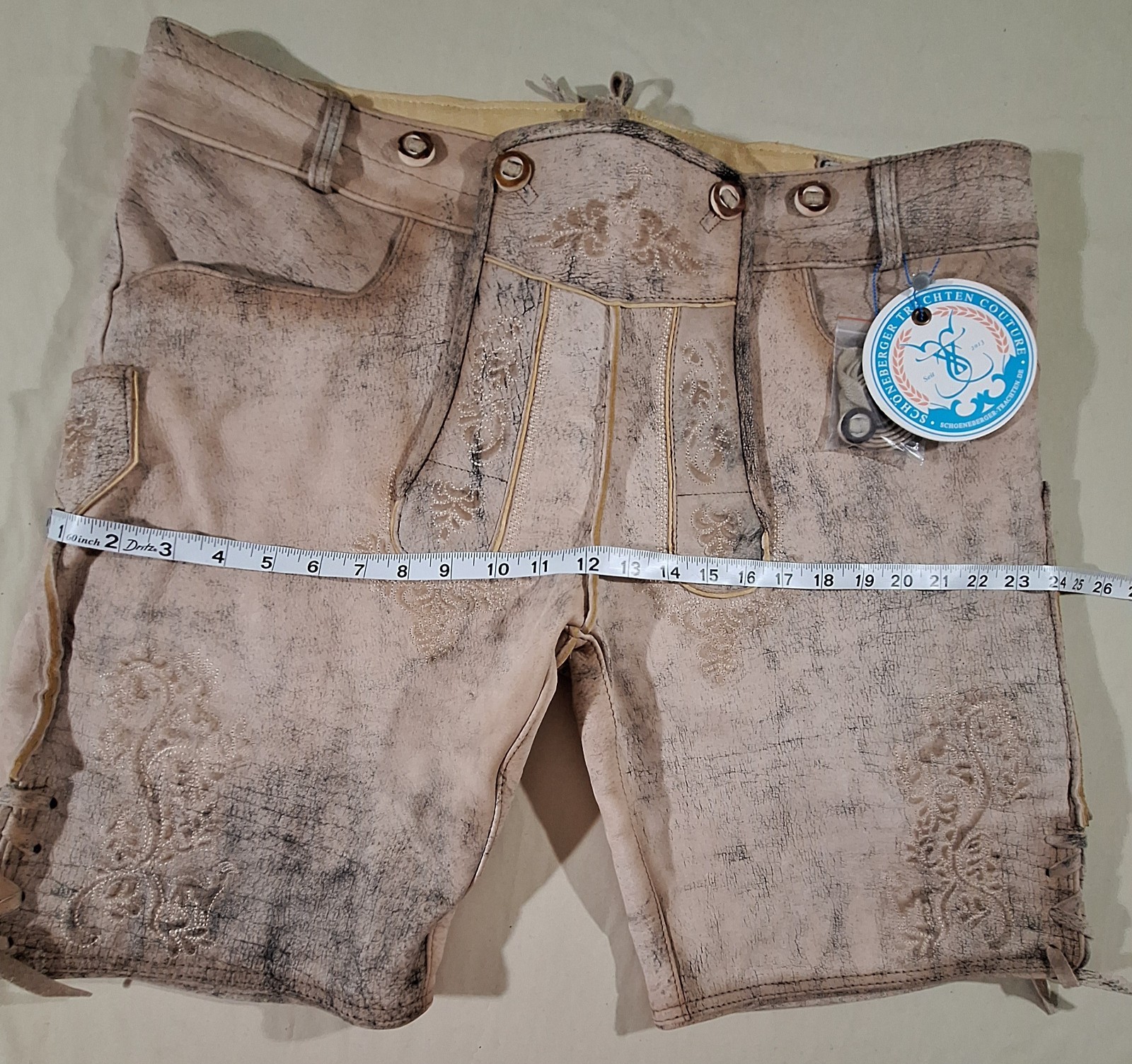 NWT Schoenberger Lederhosen Leather Shorts Oktoberfest Bavarian Alpine Trachten