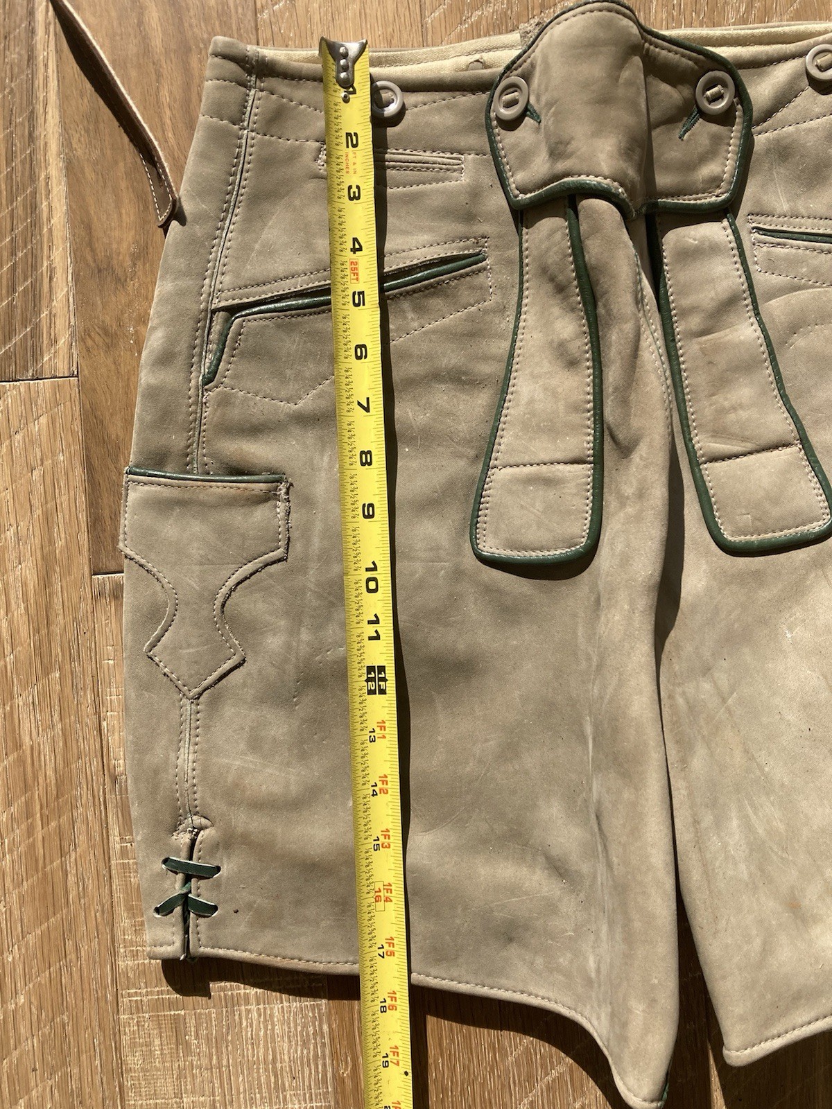 Authentic German Bavarian Leather Lederhosen w/ Suspenders Oktoberfest Sz 46