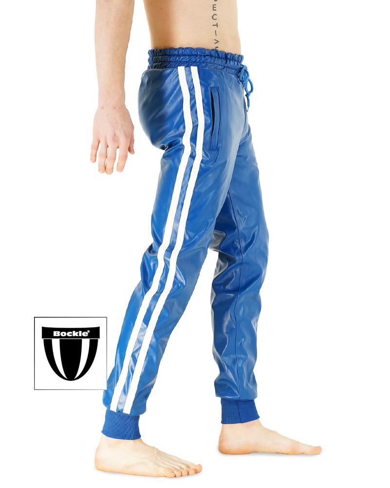 Bockle® Boyjog Faux blaue Kuns Lederhose Leder Joggers Jogginghose