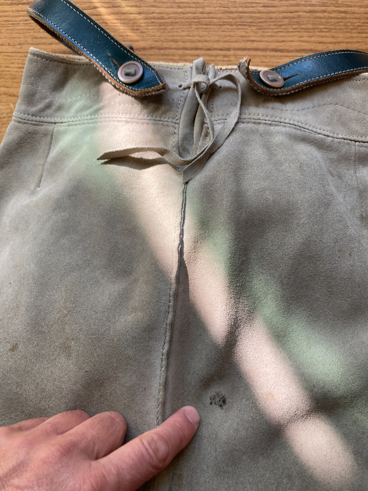 Lederhosen Boys size. Vintage Gray Leather