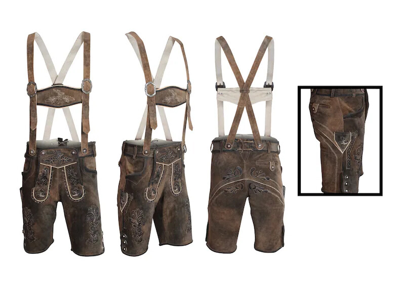 Men’s Bavarian Tratchen Lederhosen Pant German Oktoberfest Suede Leather Pants