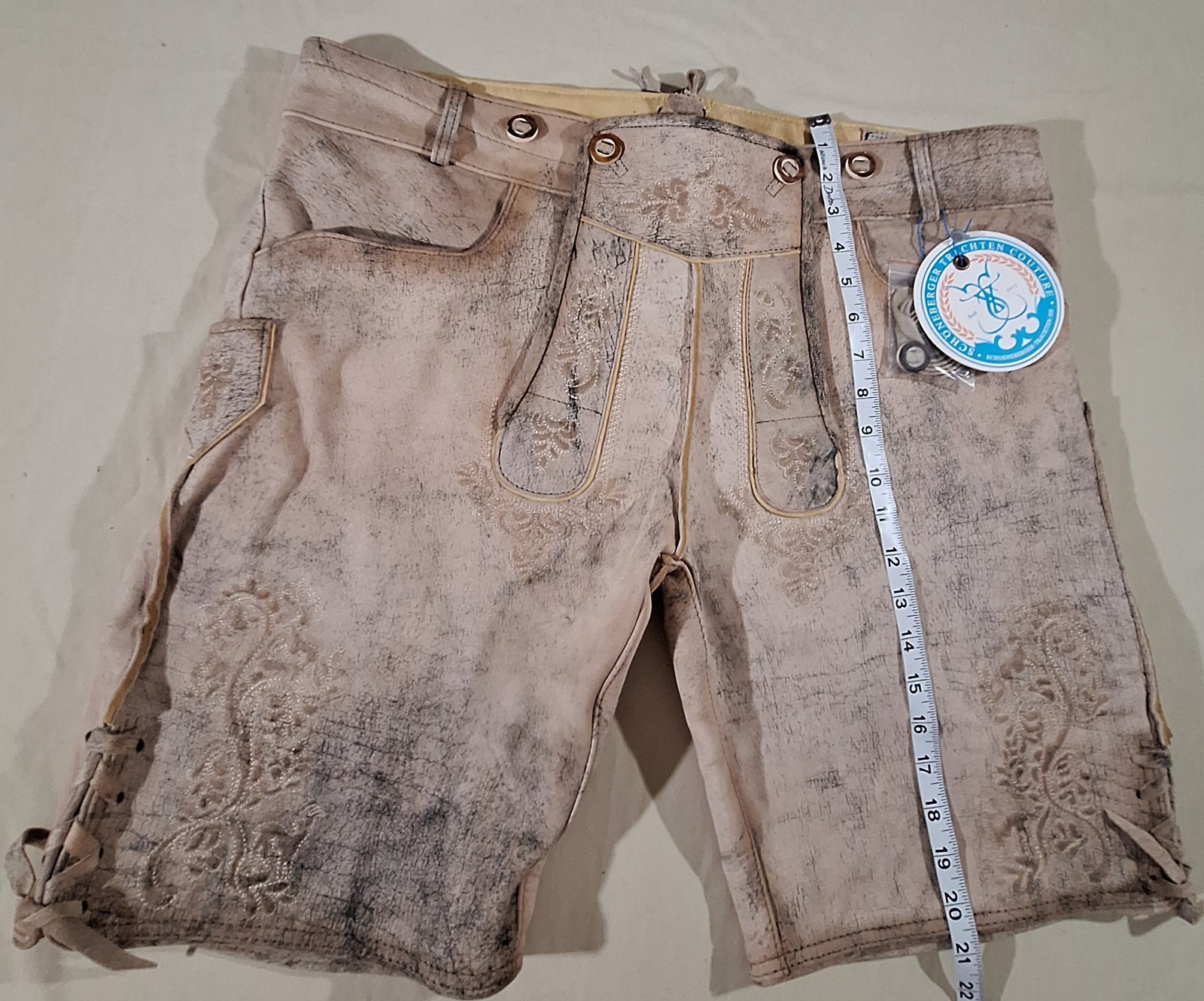 NWT Schoenberger Lederhosen Leather Shorts Oktoberfest Bavarian Alpine Trachten