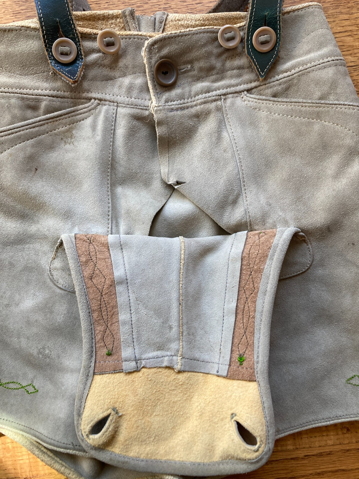 Lederhosen Boys size. Vintage Gray Leather