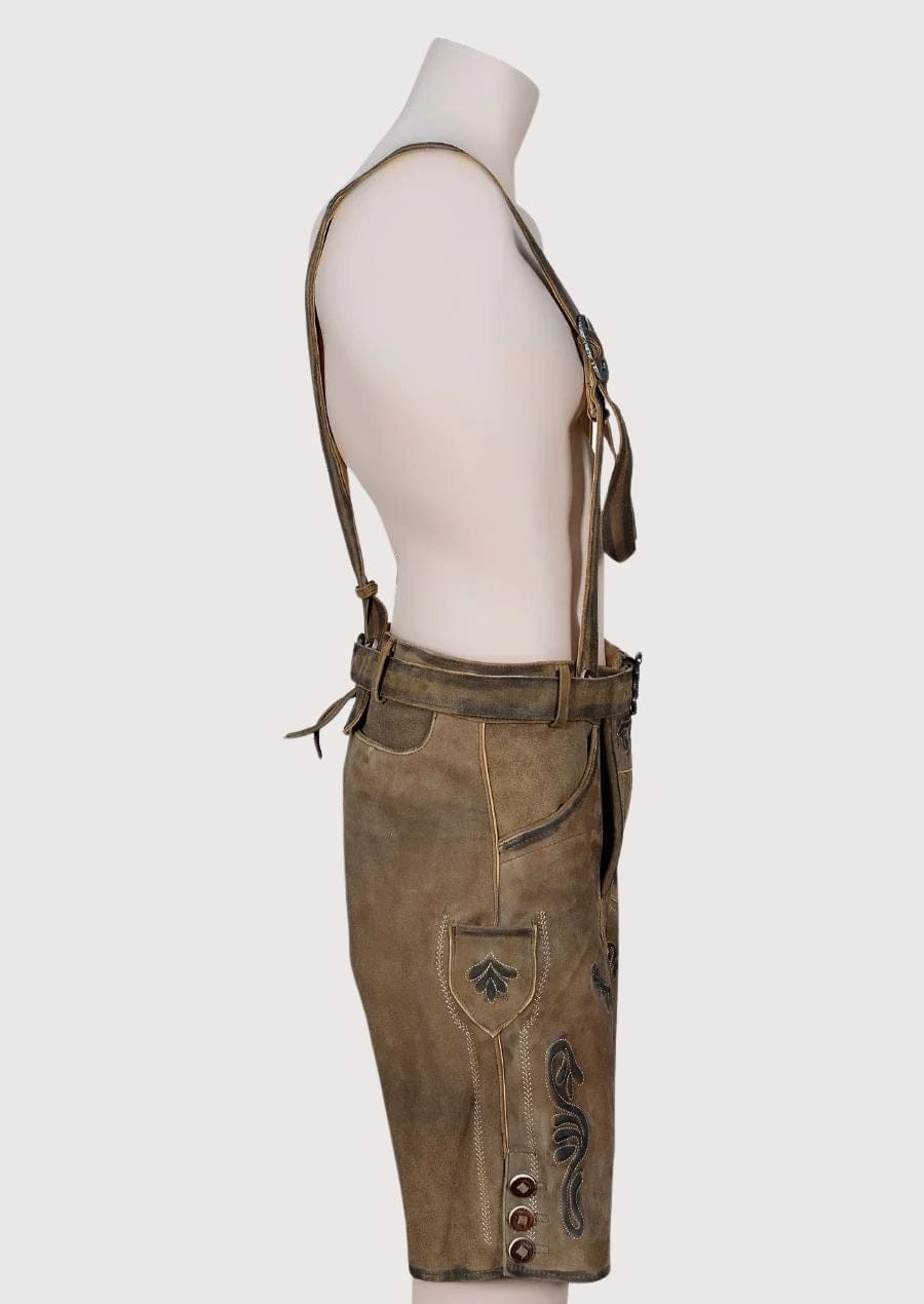 NEW Bavarian Oktoberfest Lederhosen Shorts Antique Brown Tracht #OKTOBERFEST