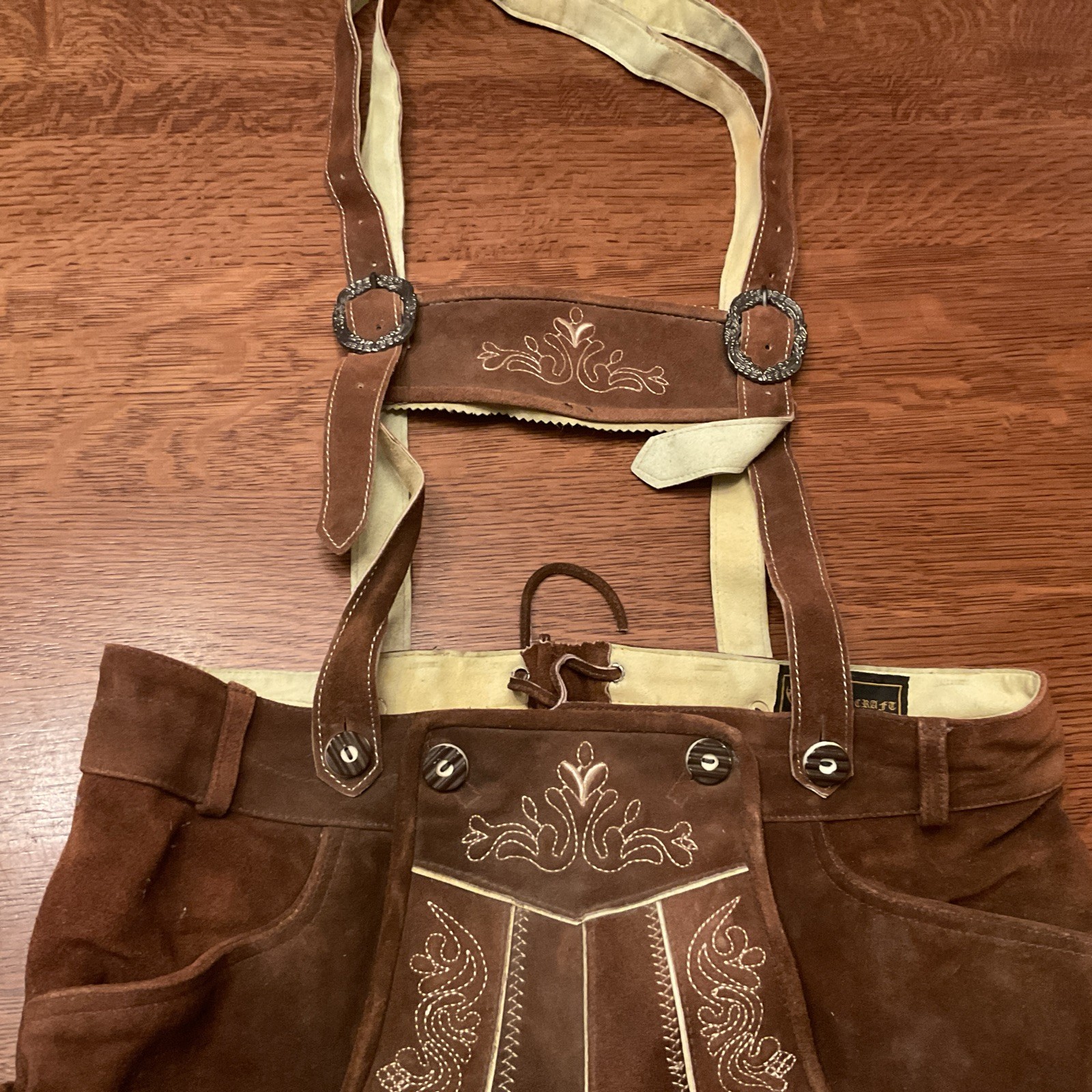 Leather Suspendered Shorts Vintage German Bavarian BY SMART LEATHER