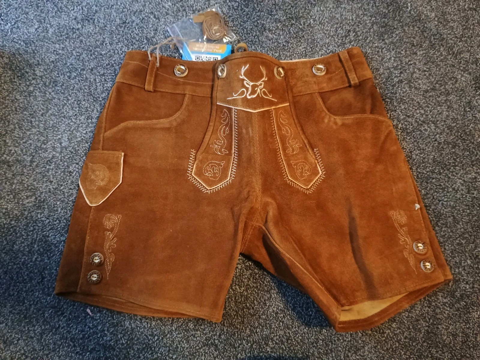 New BAVARIA TRACHTEN Lederhosen Genuine Leather Shorts Size 4