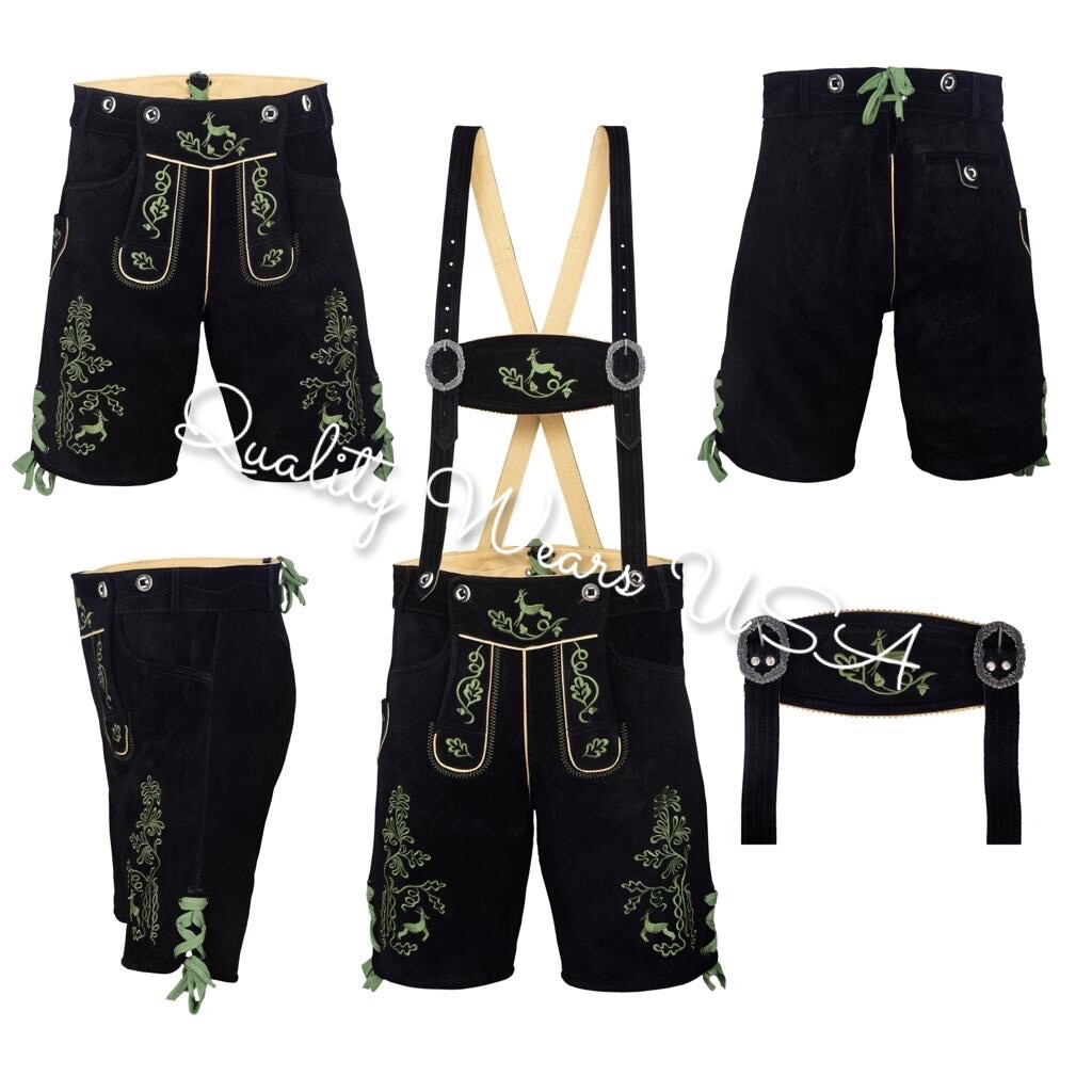 Men Authentic Lederhosen – Oktoberfest Lederhosen- Leather Short