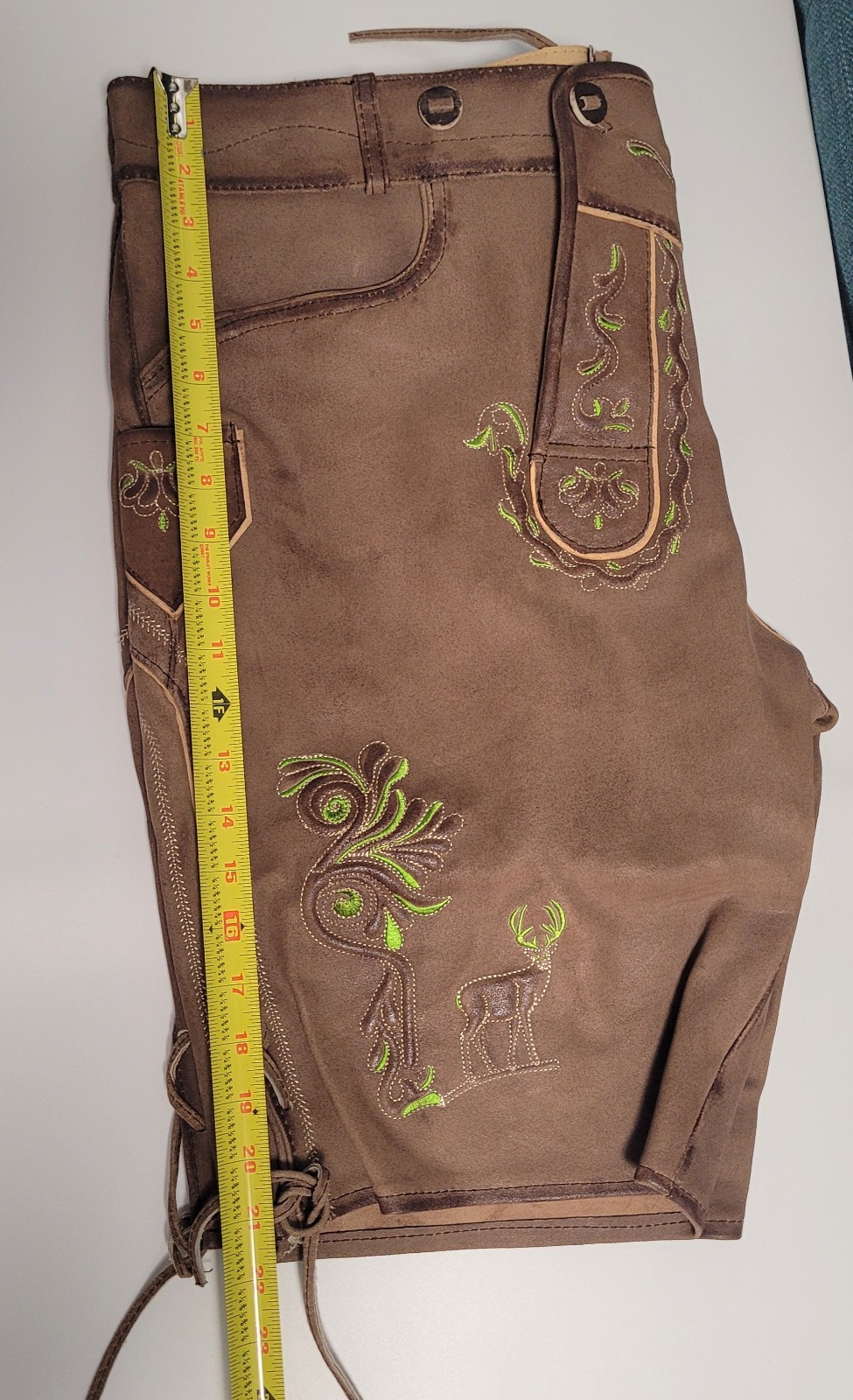 Lederhosen Shorts w/Suspenders-Trachten Style-German-Oktoberfest Wear-Size 56